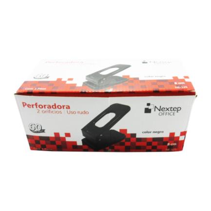 Perforadora Nextep Uso Rudo 2 Orificios 8cm Hasta 60 Hojas Color Negro - Imagen 2